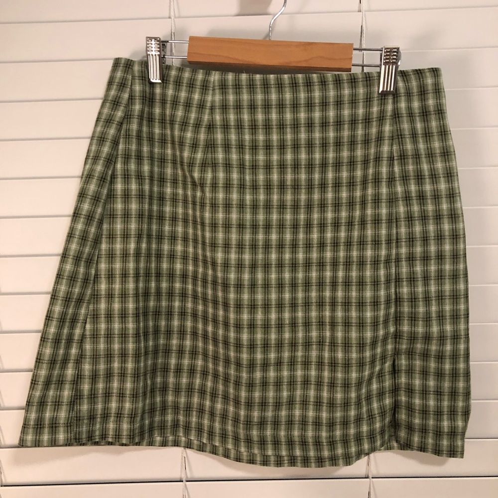 Princess Polly green plaid mini skirt